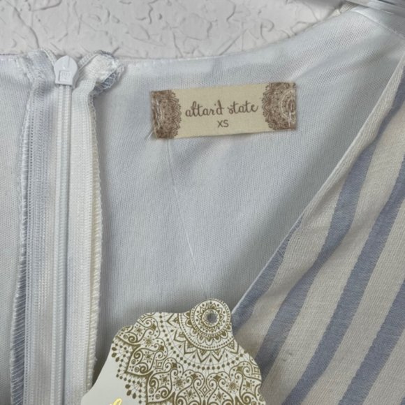 NWT Altar'd State Womans XS Crop Top Striped Long Sleeve Ruffle Hem Zip Up Back - Picture 4 of 9